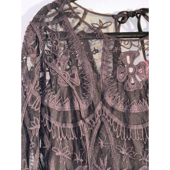 Ultrapink Black Lace Midi Dress With Sheer Floral Pattern & Lining - Picture 5 of 13